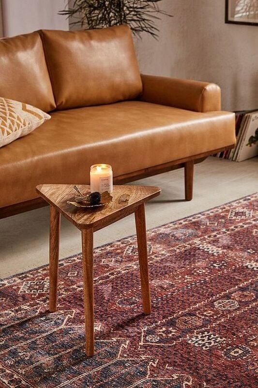 Unique Triangular Solid Wood End Table - Modern Accent Side Table for Living Room