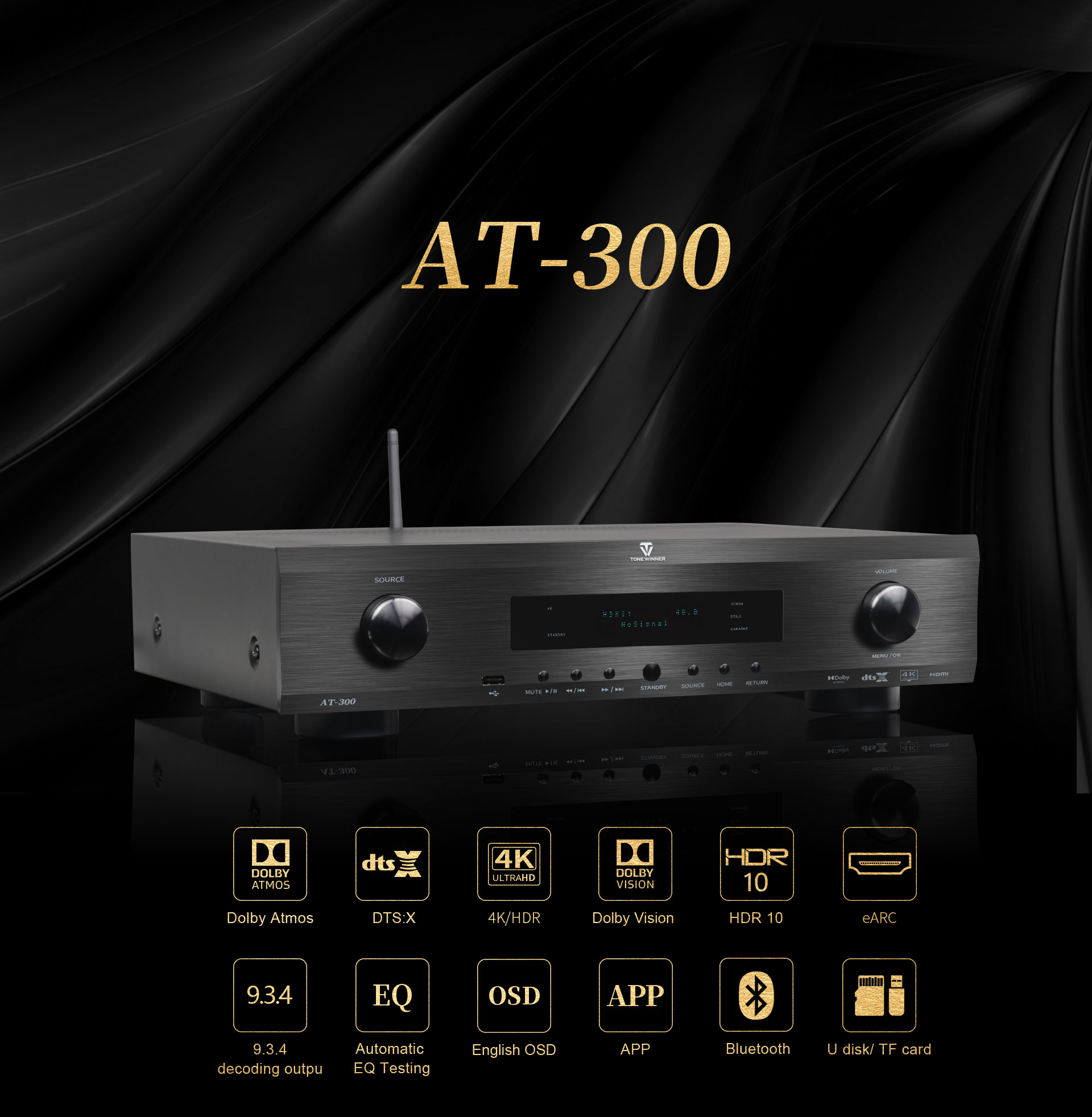 Tonewinner AT-300 custom preamp 9.3.4/7.3.6 Dolby Atmos processor