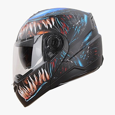 STEELBIRD SBA-7 ISS VENOM GLOSSY BLACK/BLUE C/V (M)