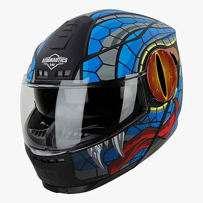 STEELBIRD SBH-40 ISS MAMBA MATT BLACK/BLUE C/V 580 MM