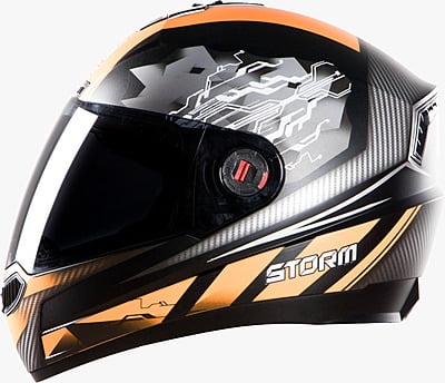 STEELBIRD SBA-1 STORM GLOSSY BLACK/ORANGE C/V (L)