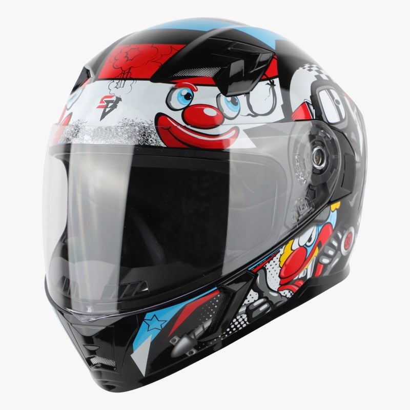 STEELBIRD SBA-21 COMIC MATT BLACK/WHITE C/V (M)