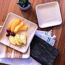 Nature Palm Leaf Plates Disposable I 9" Inch Square I 25 Plates I Biodegradable & Compostable plates for Weddings, Parties| Eco-Friendly, Bamboo plates like better than paper & plastic plates
