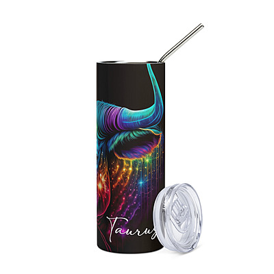 Taurus Zodiac Sign Skinny Tumbler – Vibrant Sublimated Astrology Drinkware