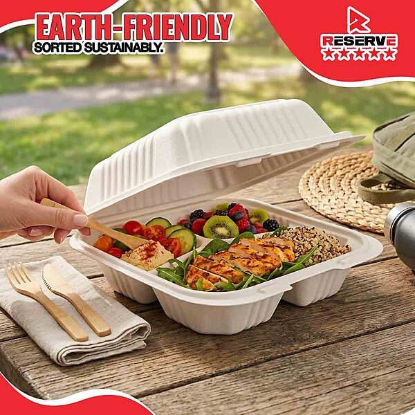 9x9x2 Degradable PP Reserve Tray 4/50- 3C PP White