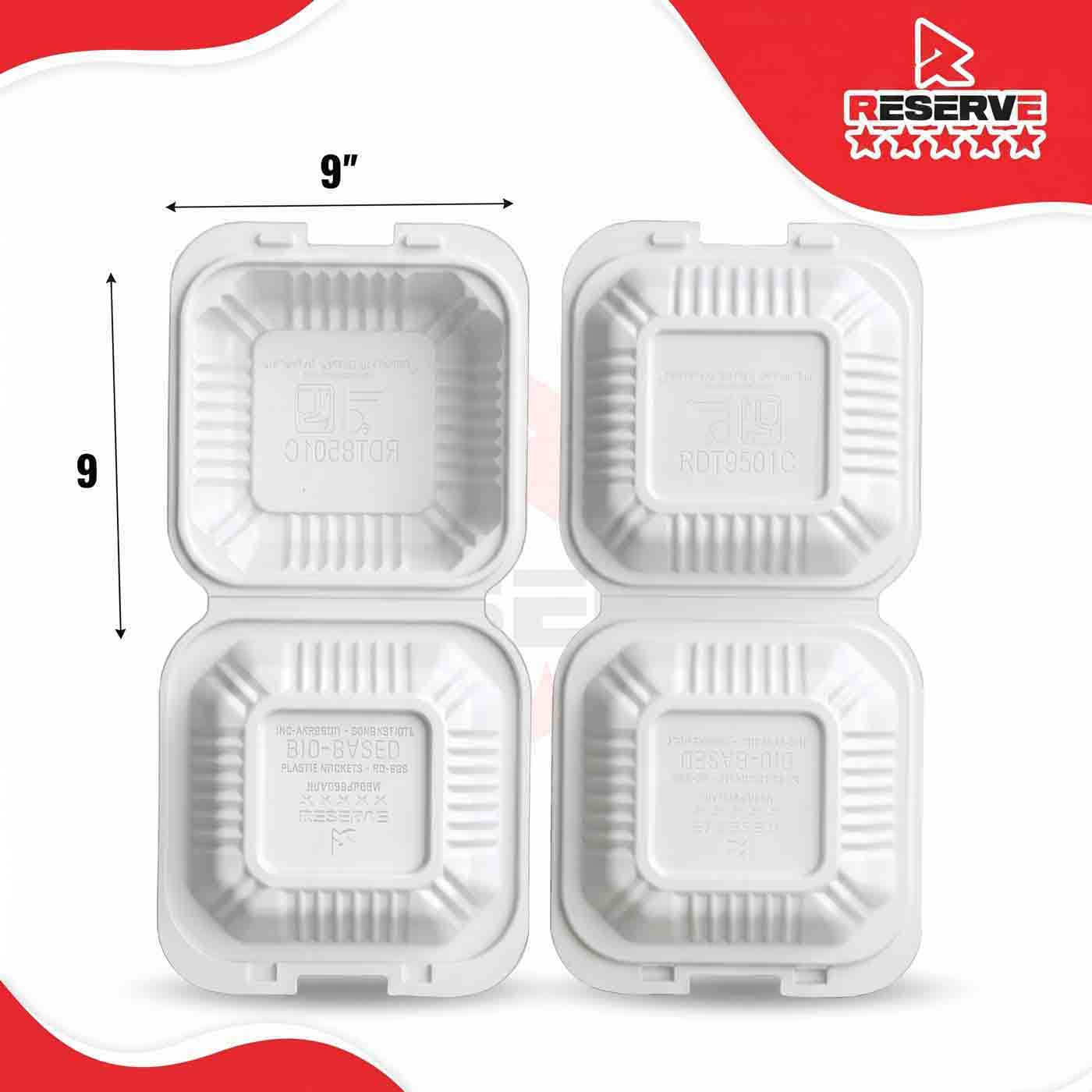 9x9x2 Degradable PP Reserve Tray 2x100 - 1C PP White