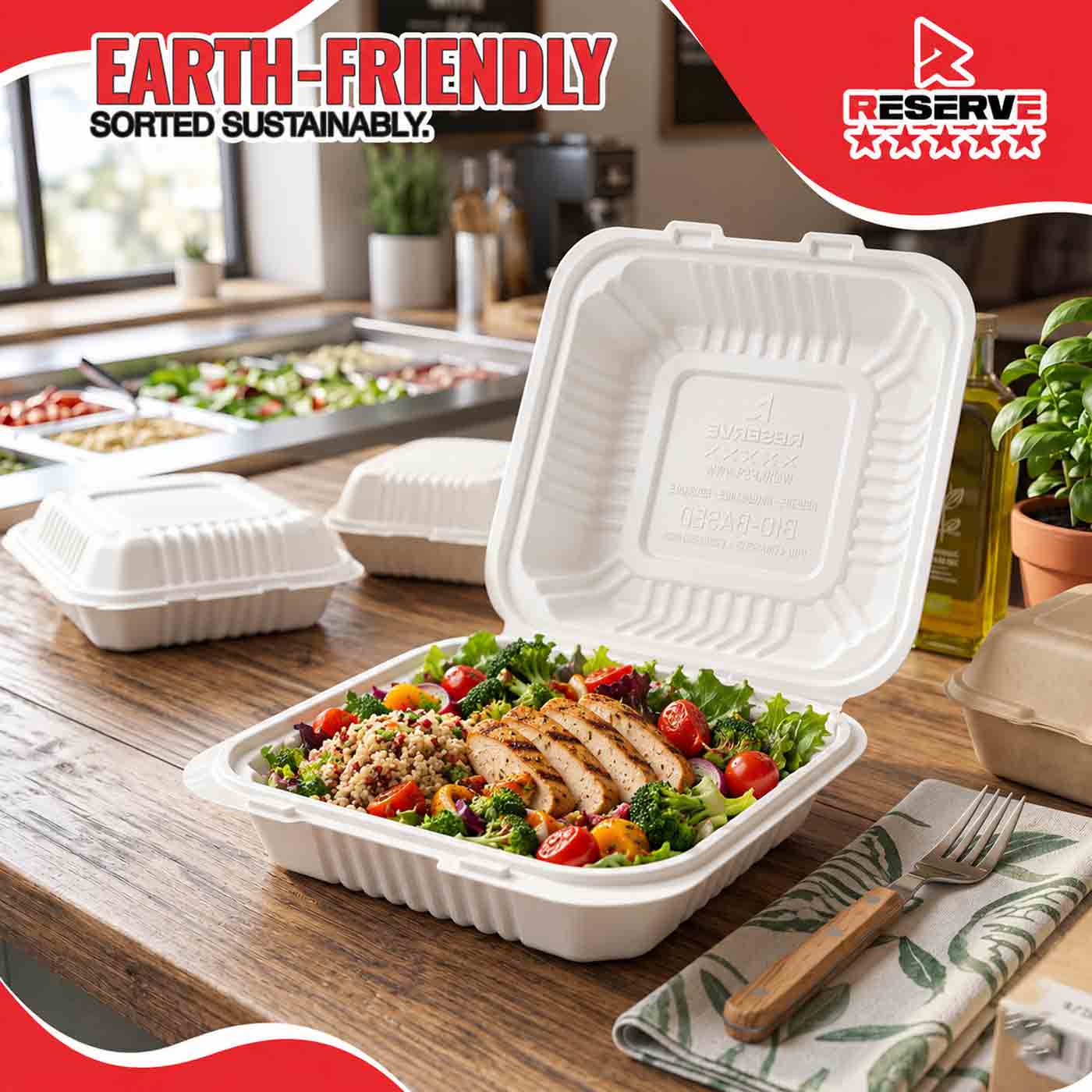 9x9x2 Degradable PP Reserve Tray 2x100 - 1C PP White