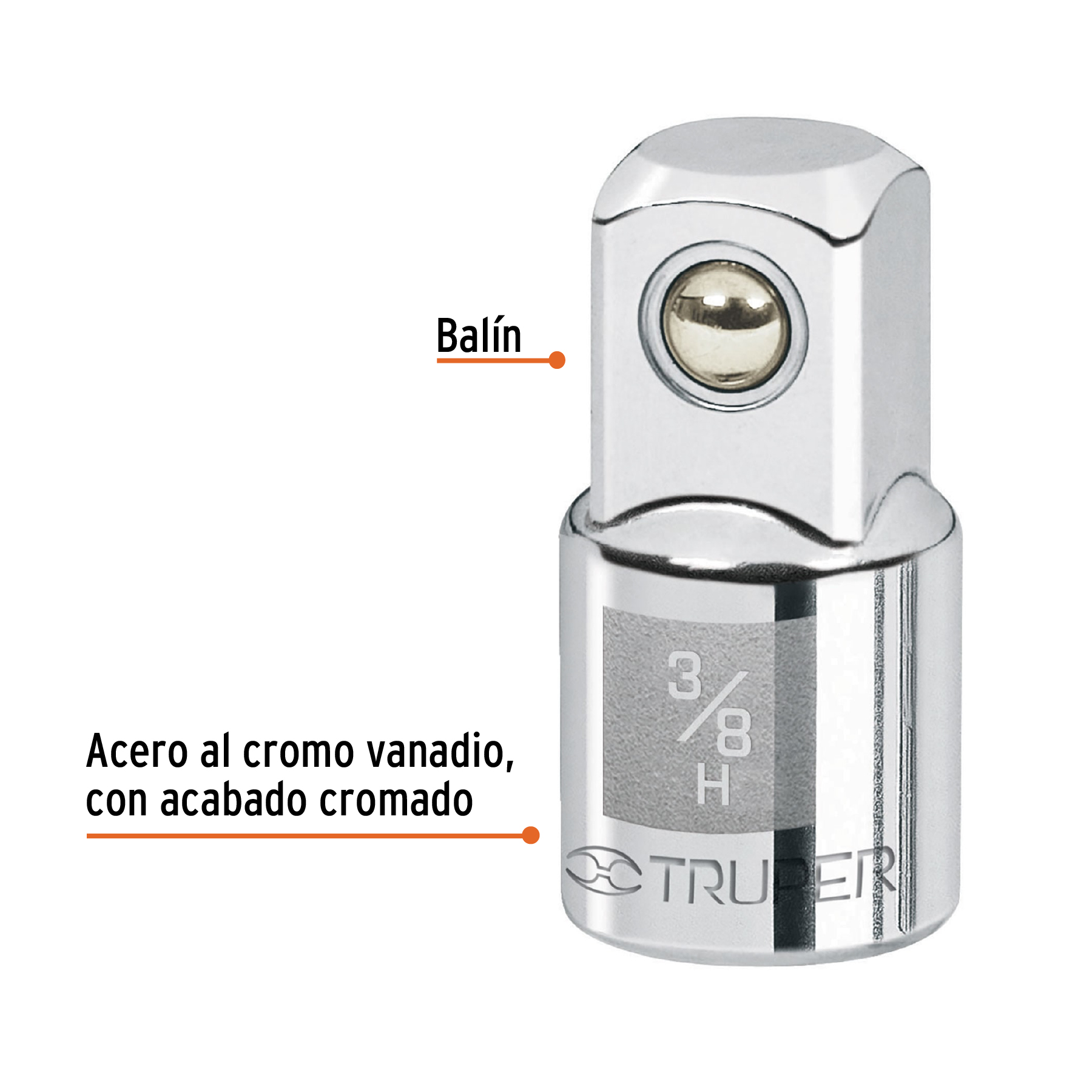 Adaptador para matraca de cuadro 3/8' a cuadro 1/2' - A-5253 / 13420