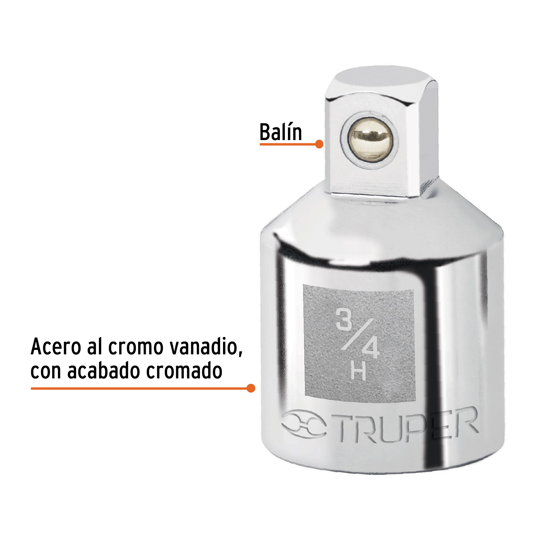 Adaptador para matraca de cuadro 3/4' a cuadro 1/2' - A-5453 / 13424
