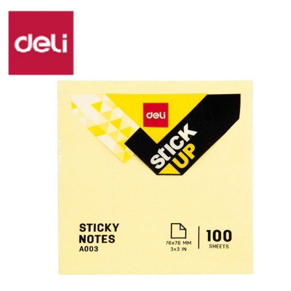 DELI A003 STICKUP NOTES 3x3 YELLOW 100s