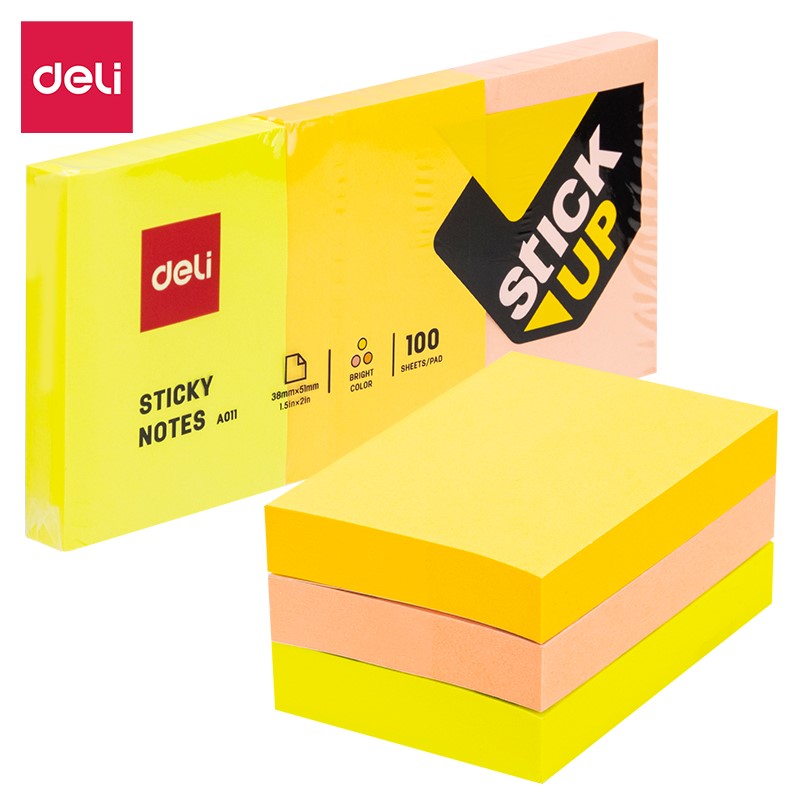 DELI A01103 STICKY 1.5"x2" ASST - PACK OF 3 PADS