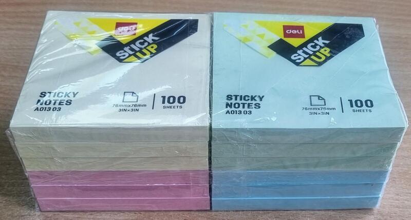 DELI A01303 STICKUP NOTES 3x3 PASTEL ASST