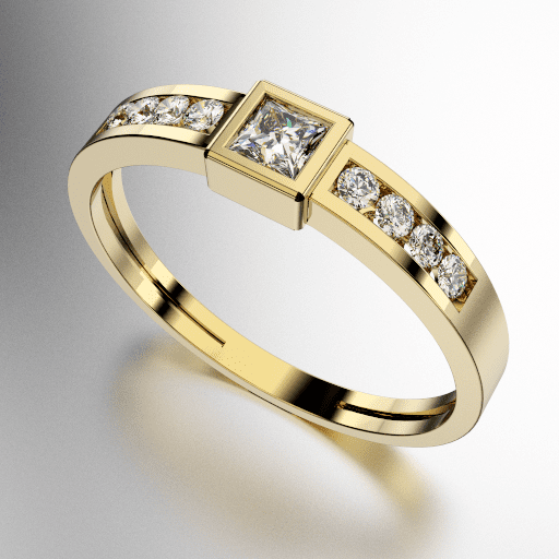 ANILLO PIEDRA CENTRAL CARRE ENGARCE VIROLA COSTADOS MEDIO SIN FIN MED. 2