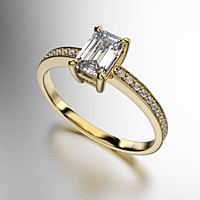 ANILLO SOLITARIO BAGUETTE OCHAVADO CON PIEDRAS REDONDAS DE COSTADO (MOD. A148) ANILLO SOLITARIO BAGUETTE OCHAVADO CON PIEDRAS REDONDAS DE COSTADO (MOD. A148)