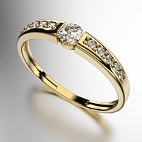 ANILLO BRILLANTE CENTRAL REDONDO ENGARCE DESNUDO (3MM) COSTADOS CON BRILLANTE REDONDO (1.25MM), 20 PUNTOS (MOD. A017) ANILLO BRILLANTE CENTRAL REDONDO ENGARCE DESNUDO (3MM) COSTADOS CON BRILLANTE REDONDO (1.25MM), 20 PUNTOS (MOD. A017)