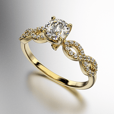 ANILLO SOLITARIO COSTADO INFINITO/OCHITO ENGARCE PAVEE (MOD. A020)