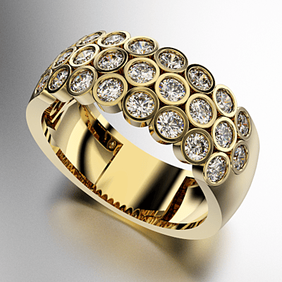 ANILLO TRIPLE MEDIO SIN FIN ENGARCES VIROLA CON PIEDRAS REDONDAS (MOD. A060)