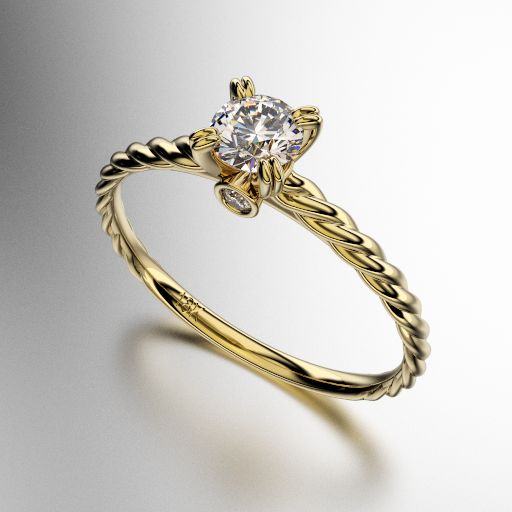 ANILLO SOLITARIO CUERPO TRENZADO CON BRILLANTE 35 PUNTOS (4MM)