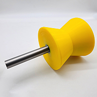 PackRite PR-2000 Hourglass Guide Roller (UHMW, Yellow) — 4.00" OD x 6.00" Face, 1/2" Shaft