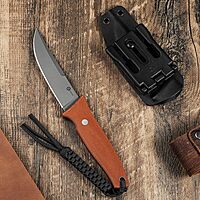 CIVIVI Tamashii Fixed Blade Knife, 4.07" D2 Blade Canvas Micarta Handle with A Kydex Sheath, T-clip, Paracord Lanyard for EDC Outdoor Carry Bob Terzuola Designed C19046-5