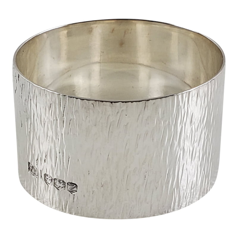 Barked Design Napkin Ring English Sterling Sheffield 1942 Barked Design Napkin Ring English Sterling Sheffield 1942