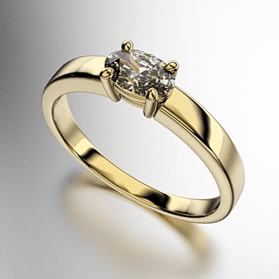 ANILLOS SOLITARIO CUERPO CINTA PIEDRA CENTRAL OVAL APAISADA (MOD. A107)