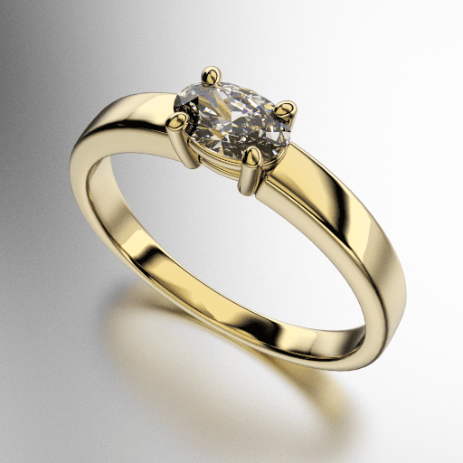 ANILLOS SOLITARIO CUERPO CINTA PIEDRA CENTRAL OVAL APAISADA (MOD. A107)