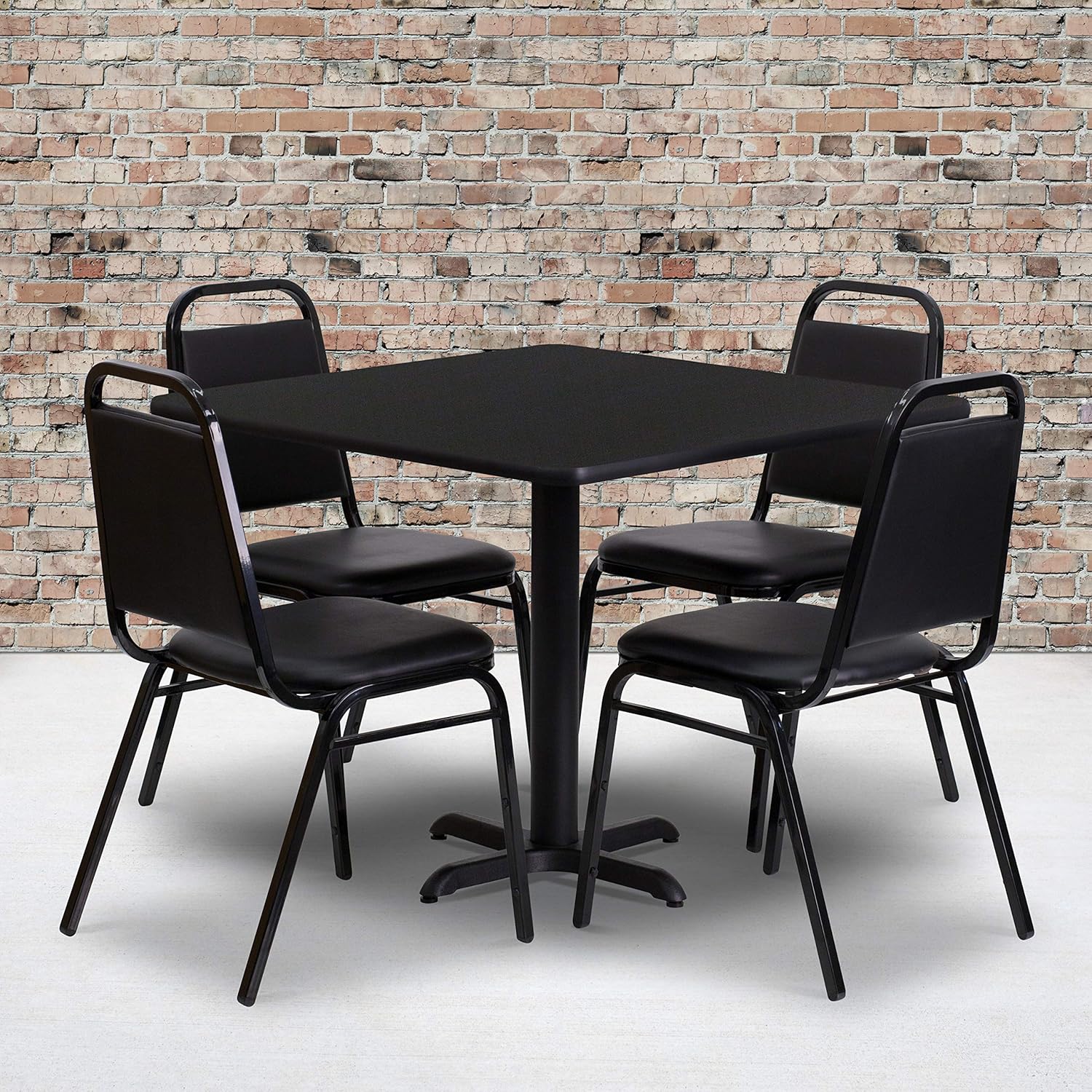 Flash Furniture 5-Piece 36" Square Laminate Dining Table/Chairs Set, Restaurant Dining Set with Table, X-Base