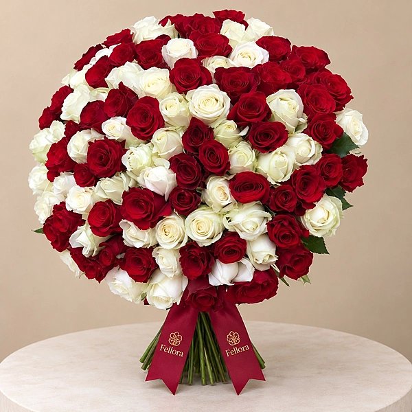 101 Red And White Roses Grand Luxury Bouquet