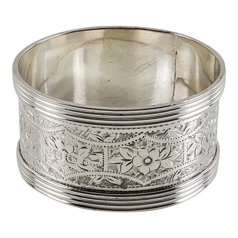 Engraved Napkin Ring English Sterling Birmingham 1896 Engraved Napkin Ring English Sterling Birmingham 1896