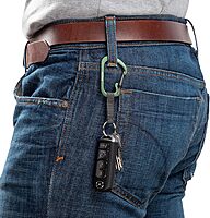 Nite Ize SlideLock Key Ring, Locking Carabiner Key Chain with Webbing