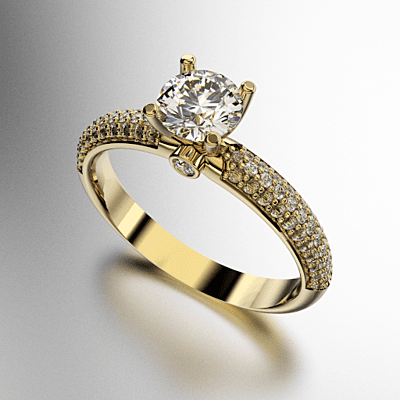 ANILLO SOLITARIO REDONDA COSTADO ENGARCE PAVEE (MOD. A123)