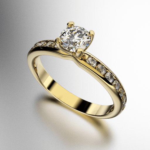 ANILLO SOLITARIO REDONDA COSTADO CON PIEDRAS REDONDAS (MOD. A124) ANILLO SOLITARIO REDONDA COSTADO CON PIEDRAS REDONDAS (MOD. A124)