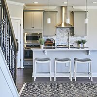 New Ridge Home Goods Zoey 26in. Counter-Height Backless Wood Saddle-Seat Barstool with Nailhead Trim, Alabaster White COUNTER HEIGHT- 26"