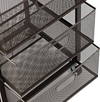 Mind Reader Cart with Drawers, Office Organizer, Storage, Bathroom, Metal Mesh, 15.75"L x 13"W x 24.25"H, Black 3-Drawers with Wood Top