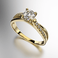 ANILLO SOLITARIO EN "X" COSTADO CON PIEDRAS REDONDAS (MOD. A133)