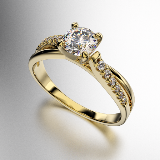 ANILLO SOLITARIO EN "X" COSTADO CON PIEDRAS REDONDAS (MOD. A133)