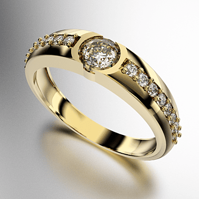 ANILLO SOLITARIO PIEDRA REDONDA ENGARCE DESNUDO CON OCHO PIEDRAS REDONDAS DE CADA COSTADO (MOD. A142) ANILLO SOLITARIO PIEDRA REDONDA ENGARCE DESNUDO CON OCHO PIEDRAS REDONDAS DE CADA COSTADO (MOD. A142)