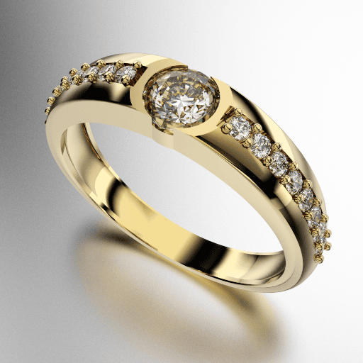 ANILLO SOLITARIO PIEDRA REDONDA ENGARCE DESNUDO CON OCHO PIEDRAS REDONDAS DE CADA COSTADO (MOD. A142) ANILLO SOLITARIO PIEDRA REDONDA ENGARCE DESNUDO CON OCHO PIEDRAS REDONDAS DE CADA COSTADO (MOD. A142)