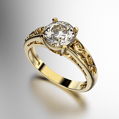 ANILLO SOLITARIO ART-DECO CON PIEDRA REDONDA (MOD. A145) ANILLO SOLITARIO ART-DECO CON PIEDRA REDONDA (MOD. A145)