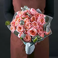 11 Julietta Peony Roses And Eucalyptus Bouquet