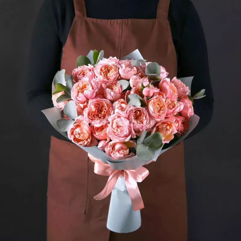 11 Julietta Peony Roses And Eucalyptus Bouquet