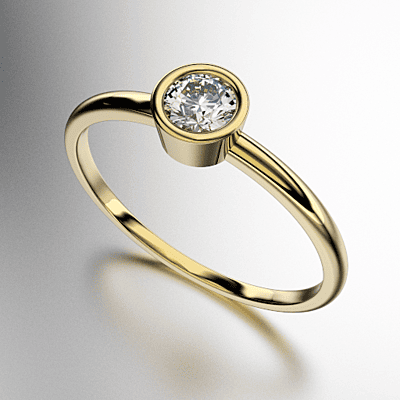 ANILLO SOLITARIO VIROLA CON PIEDRA REDONDA (MOD. A158)