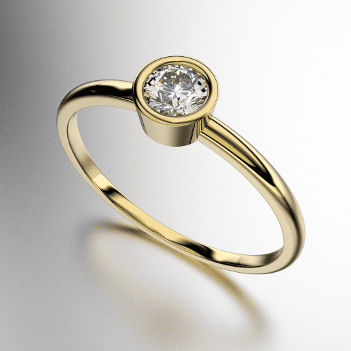 ANILLO SOLITARIO VIROLA CON PIEDRA REDONDA (MOD. A158)