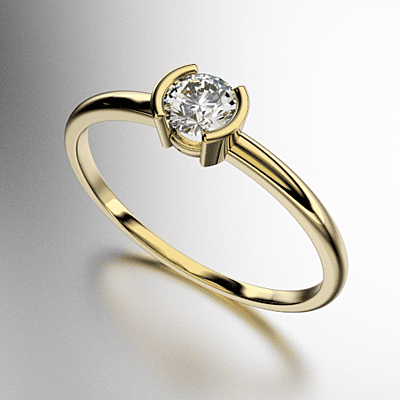 ANILLO SOLITARIO SIMIL VIROLA CON PIEDRA REDONDA (MOD. A159)