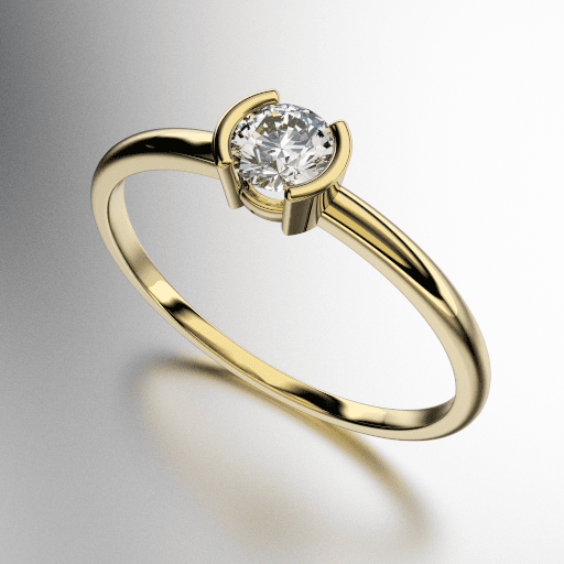 ANILLO SOLITARIO SIMIL VIROLA CON PIEDRA REDONDA (MOD. A159)