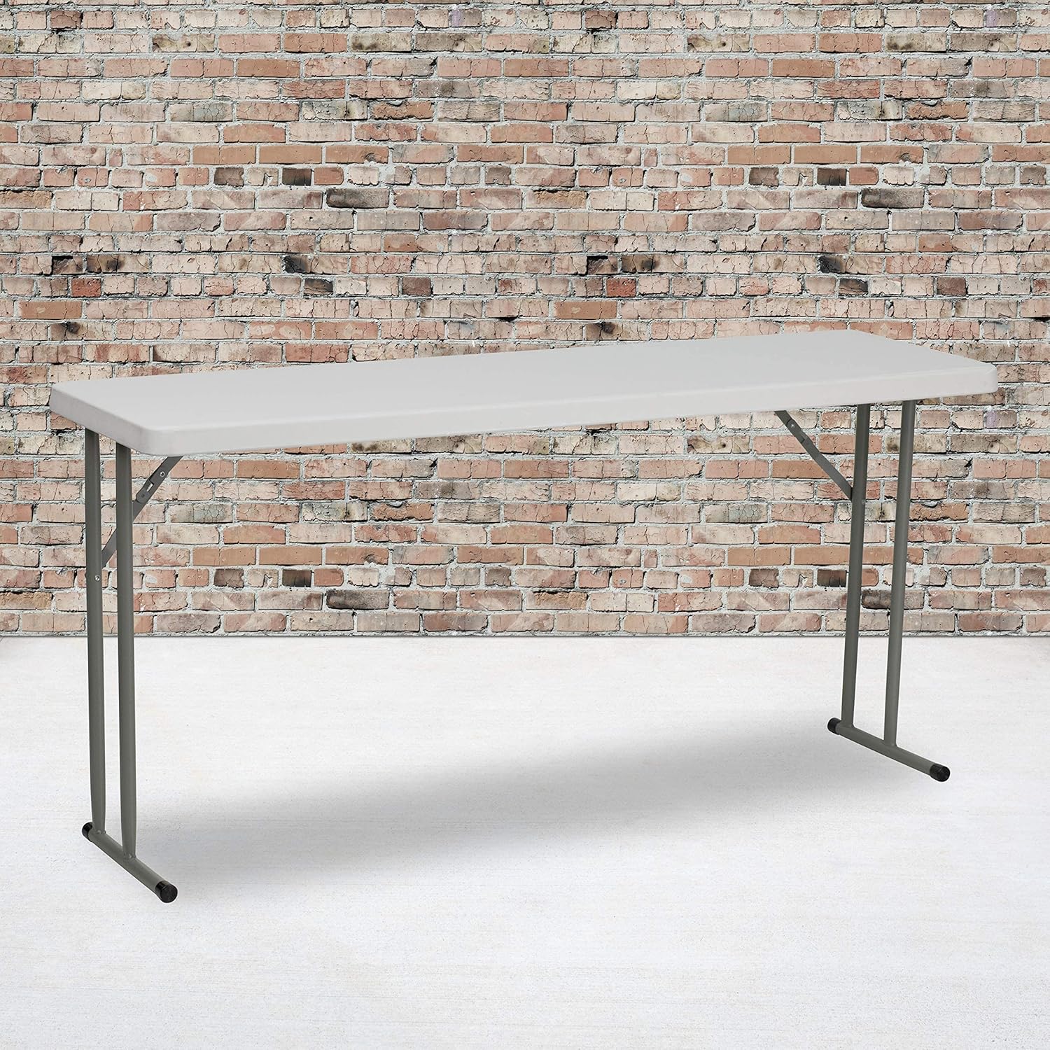 Flash Furniture Kathryn 5-Foot Granite White Plastic Folding Training Table & Elon 2.85-Foot Square Granite White Plastic
