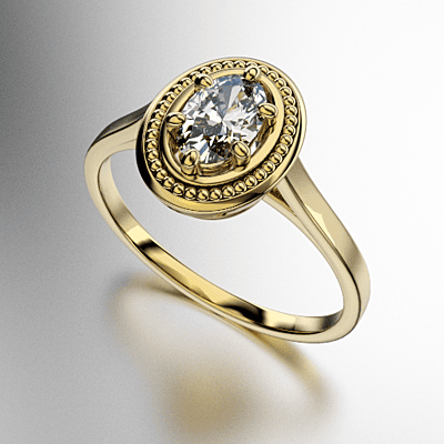 ANILLO SOLITARIO OVAL CON FLORITURAS (MOD. 168)