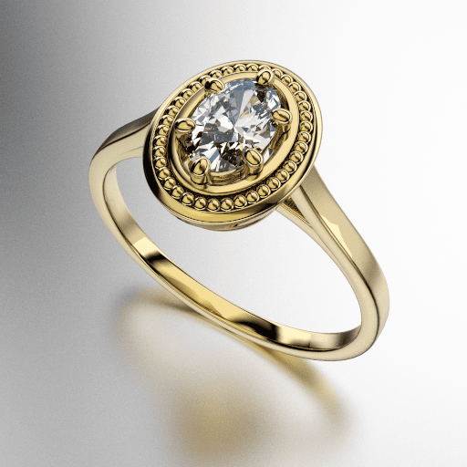 ANILLO SOLITARIO OVAL CON FLORITURAS (MOD. 168)