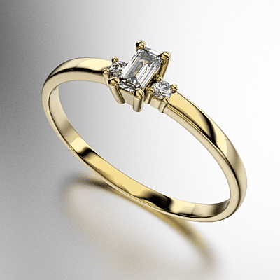 ANILLO SOLITARIO BAGUETTE CON DOS PIEDRAS DE COSTADO (MOD. 169) ANILLO SOLITARIO BAGUETTE CON DOS PIEDRAS DE COSTADO (MOD. 169)